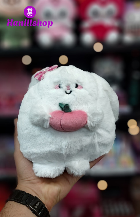 عروسک خرگوش هلو به دست پولیشی خارجی ۲۵ سانت