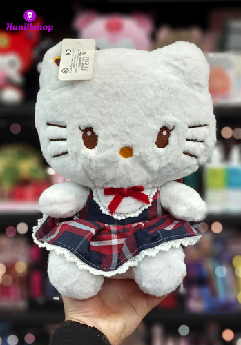 عروسک کیتی لباس چهارخونه پولیشی خارجی ۴۰ سانت