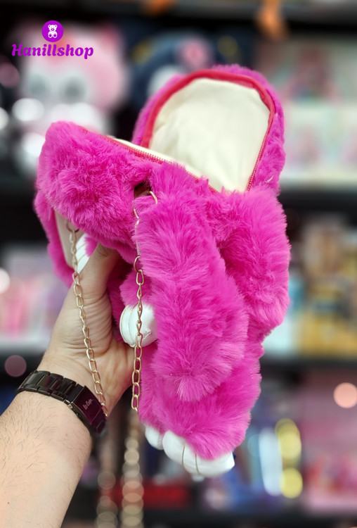 کیف دوشی عروسکی طرح خرگوش صورتی