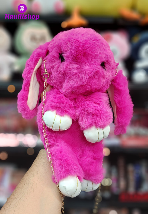 کیف دوشی عروسکی طرح خرگوش صورتی